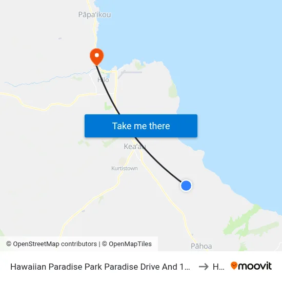 Hawaiian Paradise Park Paradise Drive And 18th Ave to Hilo map