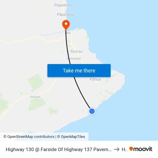 Highway 130 @ Farside Of Highway 137 Pavement Shoulder (Kaimu Beach Park) to Hilo map
