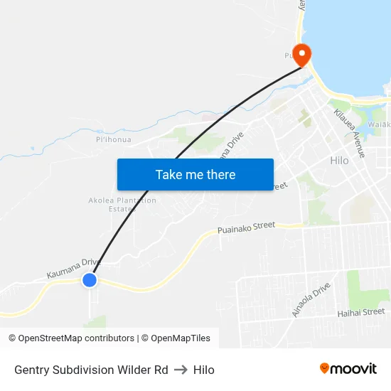 Gentry Subdivision Wilder Rd to Hilo map