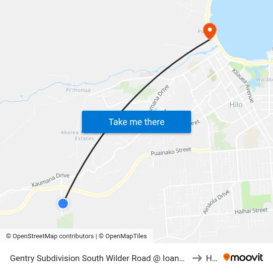 Gentry Subdivision South Wilder Road @ Ioana Street to Hilo map