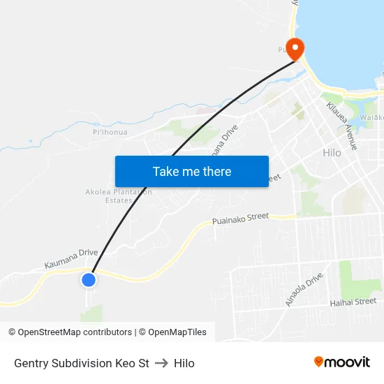 Gentry Subdivision Keo St to Hilo map