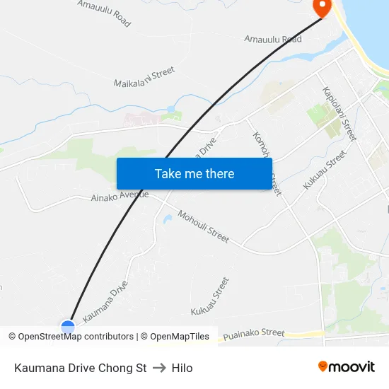 Kaumana Drive Chong St to Hilo map