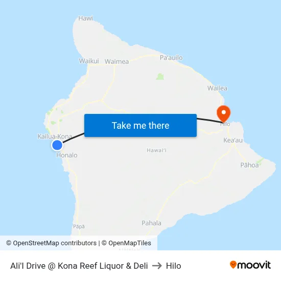 Ali'I Drive @ Kona Reef Liquor & Deli to Hilo map