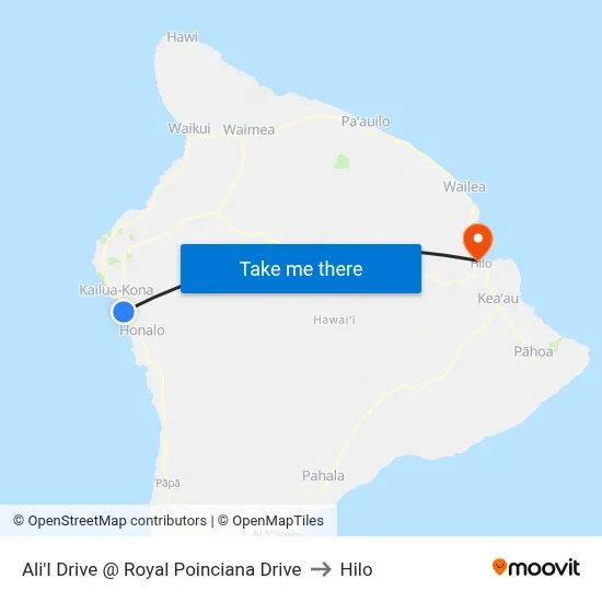 Ali'I Drive @ Royal Poinciana Drive to Hilo map