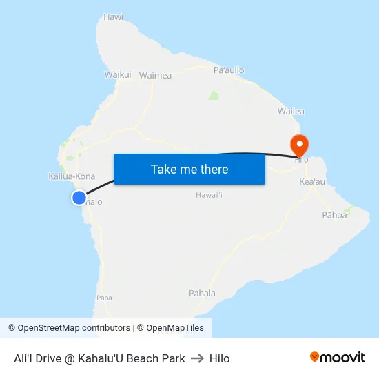 Ali'I Drive @ Kahalu'U Beach Park to Hilo map