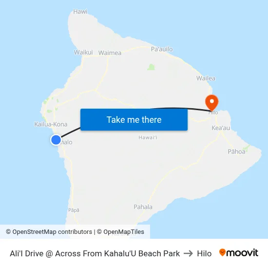Ali'I Drive @ Across From Kahalu'U Beach Park to Hilo map