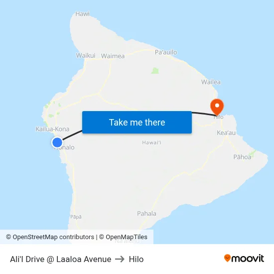 Ali'I Drive @ Laaloa Avenue to Hilo map