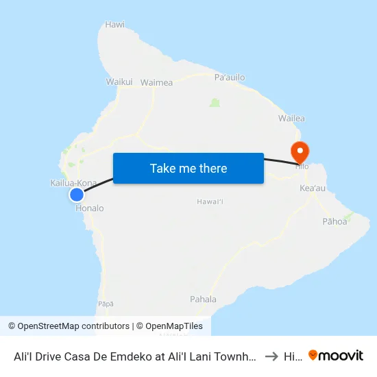 Ali'I Drive Casa De Emdeko at Ali'I Lani Townhomes to Hilo map