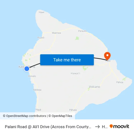 Palani Road @ Ali'I Drive (Across From Courtyard by Marriott) to Hilo map
