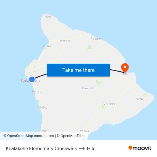 Kealakehe Elementary Crosswalk to Hilo map