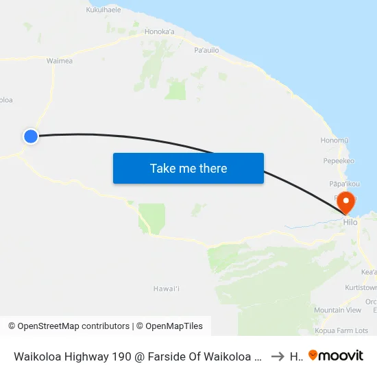 Waikoloa Highway 190 @ Farside Of Waikoloa Road (Across Pyramid Stone) to Hilo map