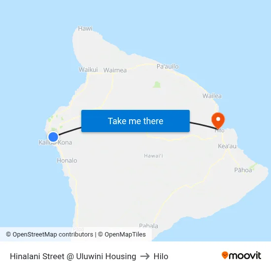 Hinalani Street @ Uluwini Housing to Hilo map