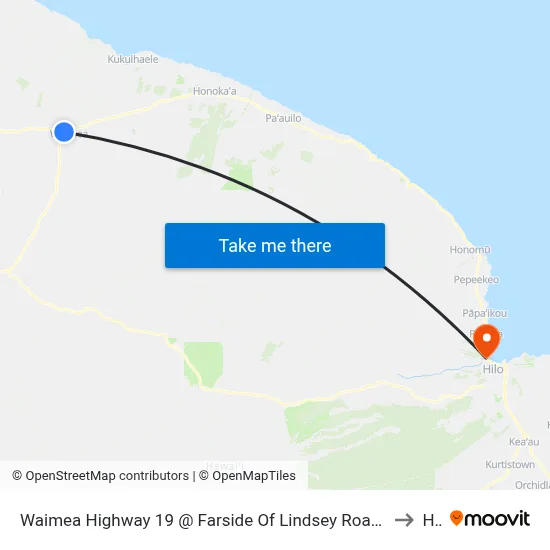 Waimea Highway 19 @ Farside Of Lindsey Road (Waimea Park Bus Shelter) to Hilo map