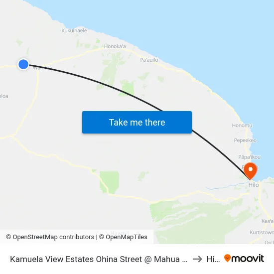 Kamuela View Estates Ohina Street @ Mahua Street to Hilo map