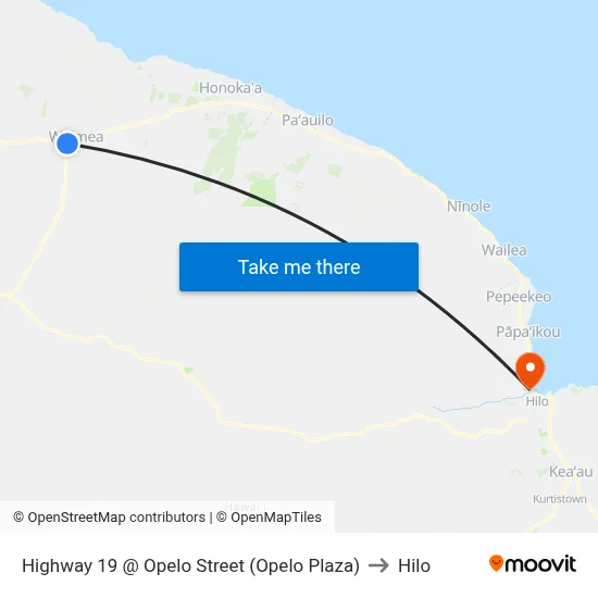 Highway 19 @ Opelo Street (Opelo Plaza) to Hilo map