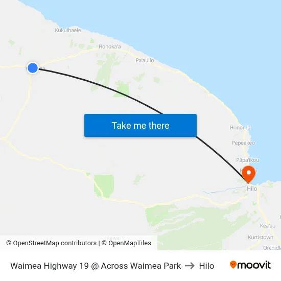 Waimea  Highway 19 @ Across Waimea Park to Hilo map