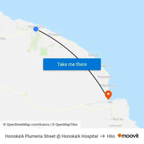 Honoka'A Plumeria Street @ Honoka'A Hospital to Hilo map