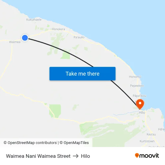 Waimea Nani Waimea Street to Hilo map