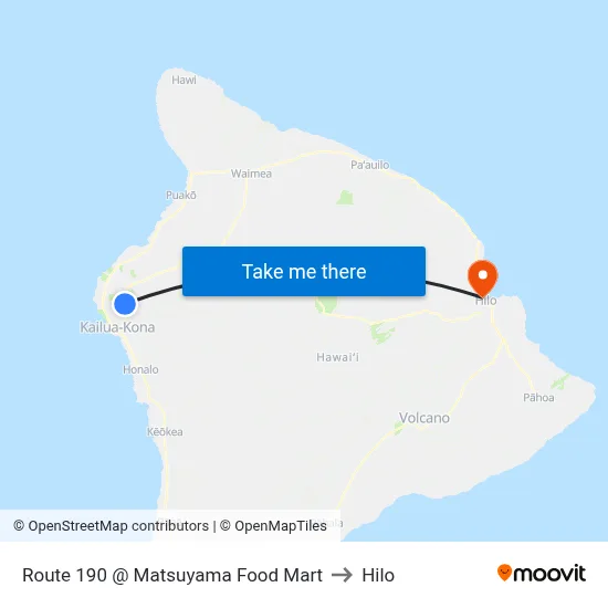 Route 190 @ Matsuyama Food Mart to Hilo map