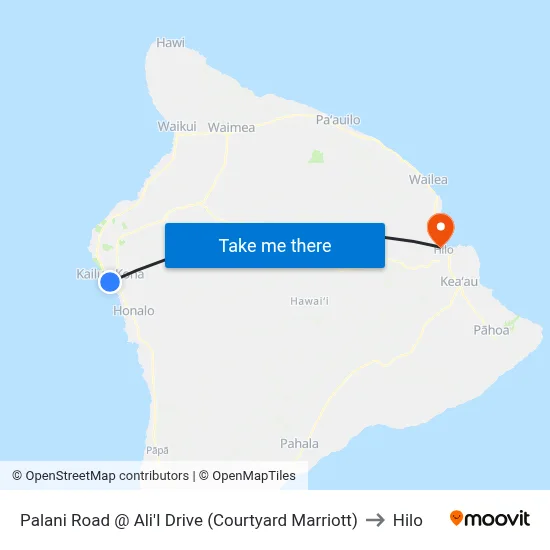 Palani Road @ Ali'I Drive (Courtyard Marriott) to Hilo map