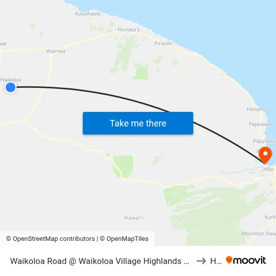 Waikoloa Road @ Waikoloa Village Highlands Shopping Center to Hilo map