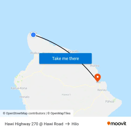 Hawi Highway 270 @ Hawi Road to Hilo map