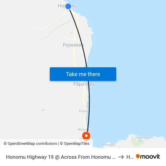 Honomu Highway 19 @ Across From Honomu Rd/Highway 220 to Hilo map