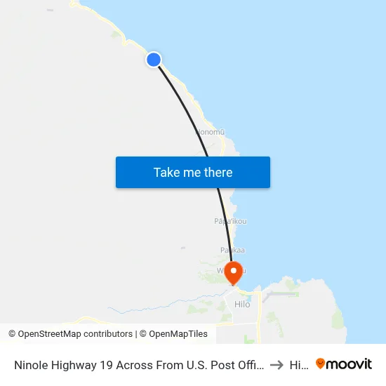 Ninole Highway 19 Across From U.S. Post Office to Hilo map