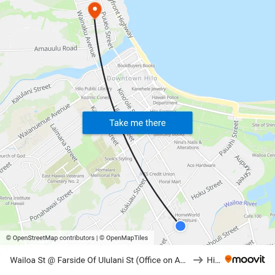Wailoa St @ Farside Of Ululani St (Office on Aging) to Hilo map