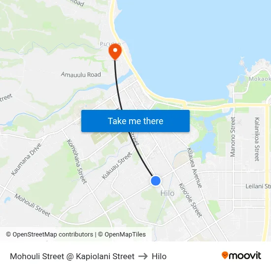 Mohouli Street @ Kapiolani Street to Hilo map