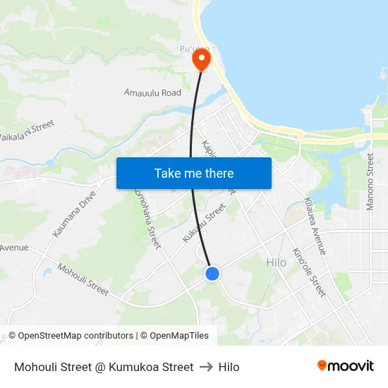 Mohouli Street @ Kumukoa Street to Hilo map
