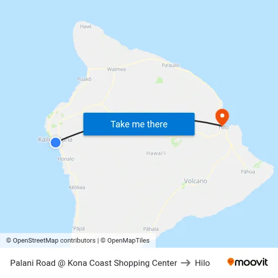 Palani Road @ Kona Coast Shopping Center to Hilo map