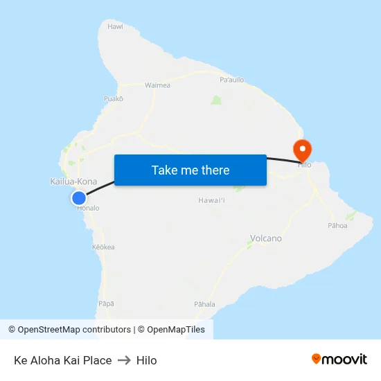 Ke Aloha Kai Place to Hilo map