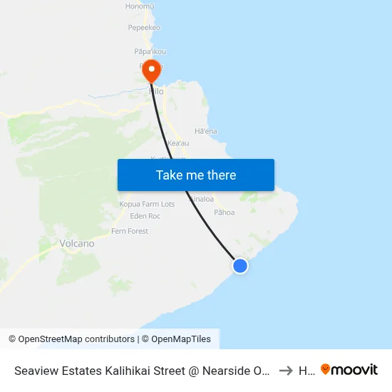 Seaview Estates Kalihikai Street @ Nearside Of Mapuana Street to Hilo map