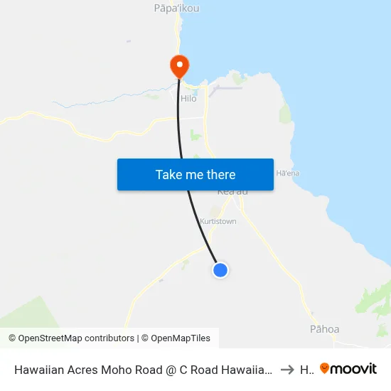 Hawaiian Acres Moho Road @ C Road Hawaiian Acres Community Center to Hilo map