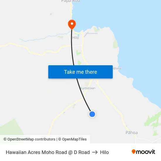 Hawaiian Acres Moho Road @ D Road to Hilo map