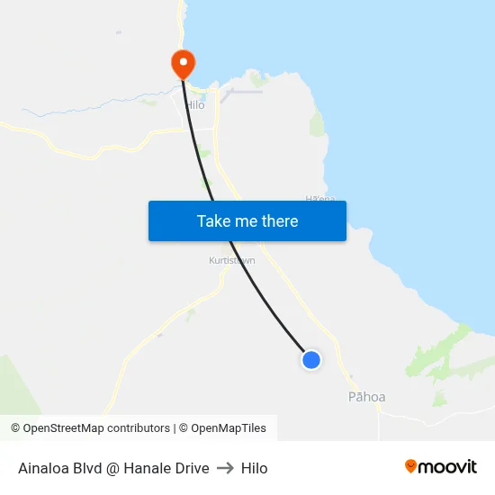 Ainaloa Blvd @ Hanale Drive to Hilo map