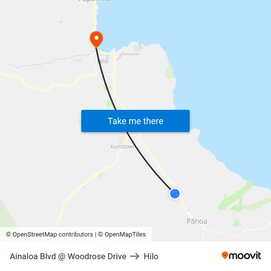 Ainaloa Blvd @ Woodrose Drive to Hilo map