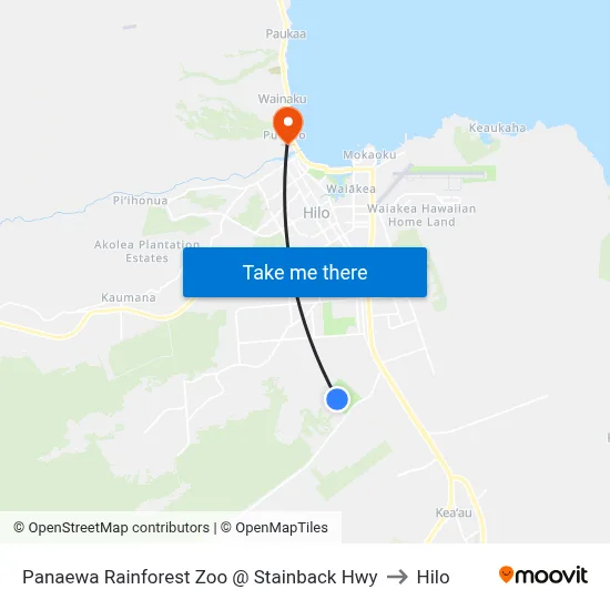 Panaewa Rainforest Zoo @ Stainback Hwy to Hilo map