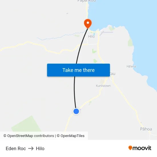 Eden Roc to Hilo map