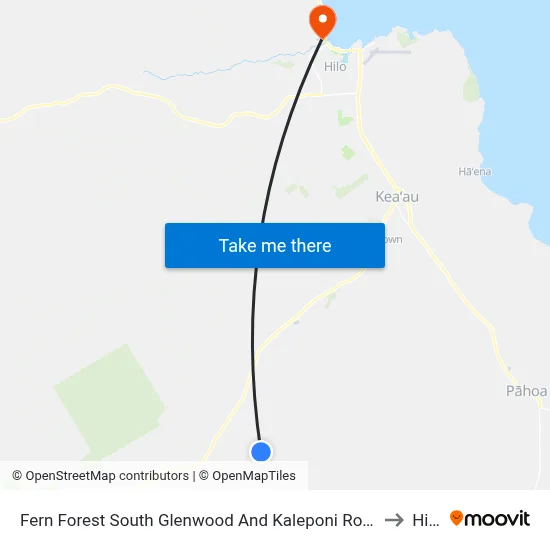 Fern Forest South Glenwood And Kaleponi Road to Hilo map