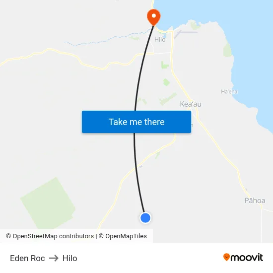 Eden Roc to Hilo map