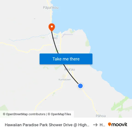 Hawaiian Paradise Park Shower Drive @ Highway 130 to Hilo map