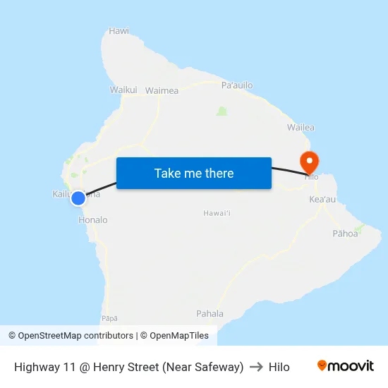 Highway 11 @ Henry Street (Near Safeway) to Hilo map