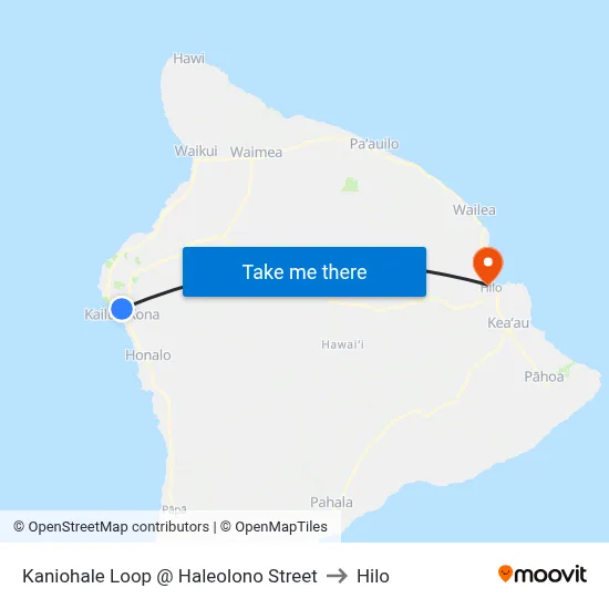 Kaniohale Loop @ Haleolono Street to Hilo map