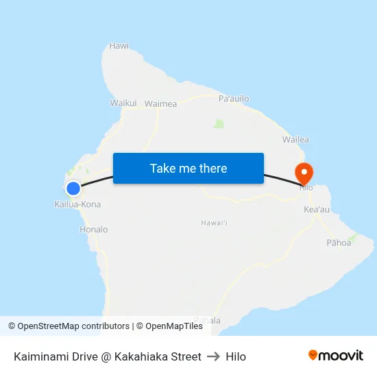 Kaiminami Drive @ Kakahiaka Street to Hilo map