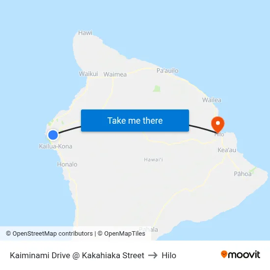 Kaiminami Drive @ Kakahiaka Street to Hilo map