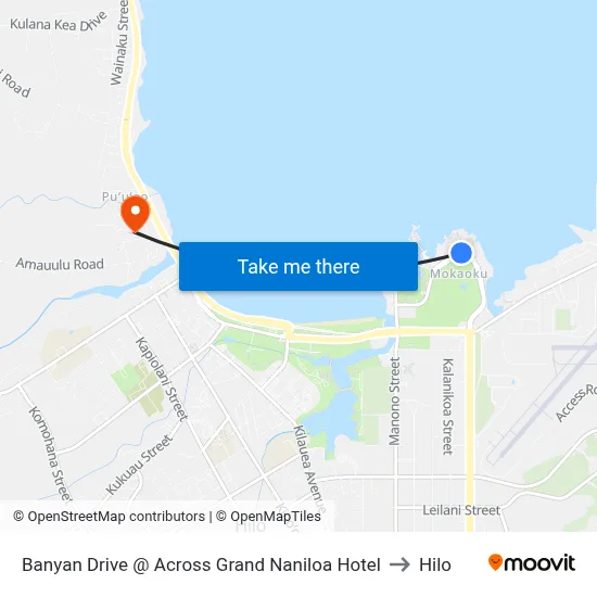 Banyan Drive @ Across Grand Naniloa Hotel to Hilo map