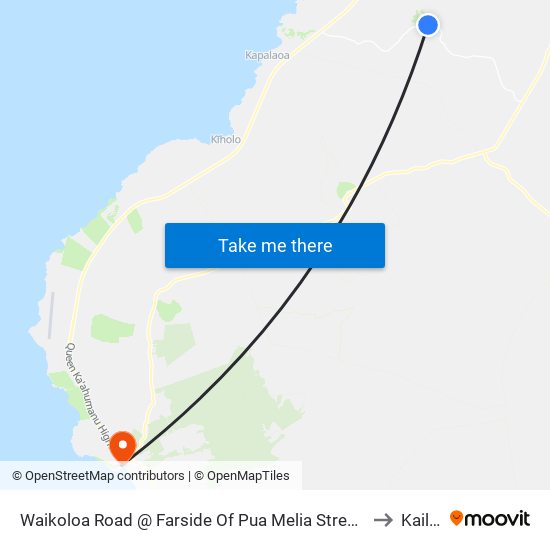 Waikoloa Road @ Farside Of Pua Melia Street (Across Waikoloa Village Highlands Shopping Center) to Kailua Kona map