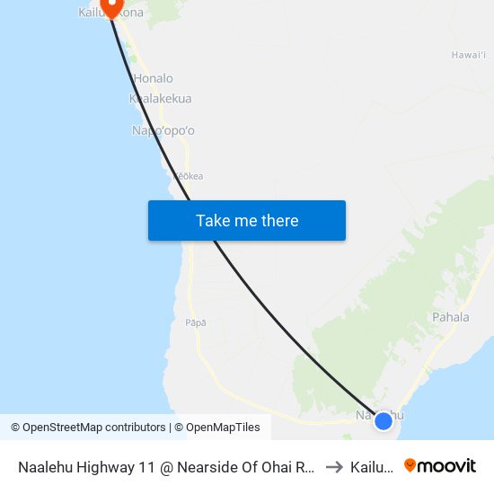 Naalehu Highway 11 @ Nearside Of Ohai Road (Across Naelehu Elementary) to Kailua Kona map